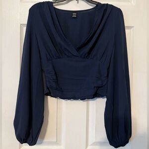 SHEIN Women’s Navy Blue Blouse. Size Small